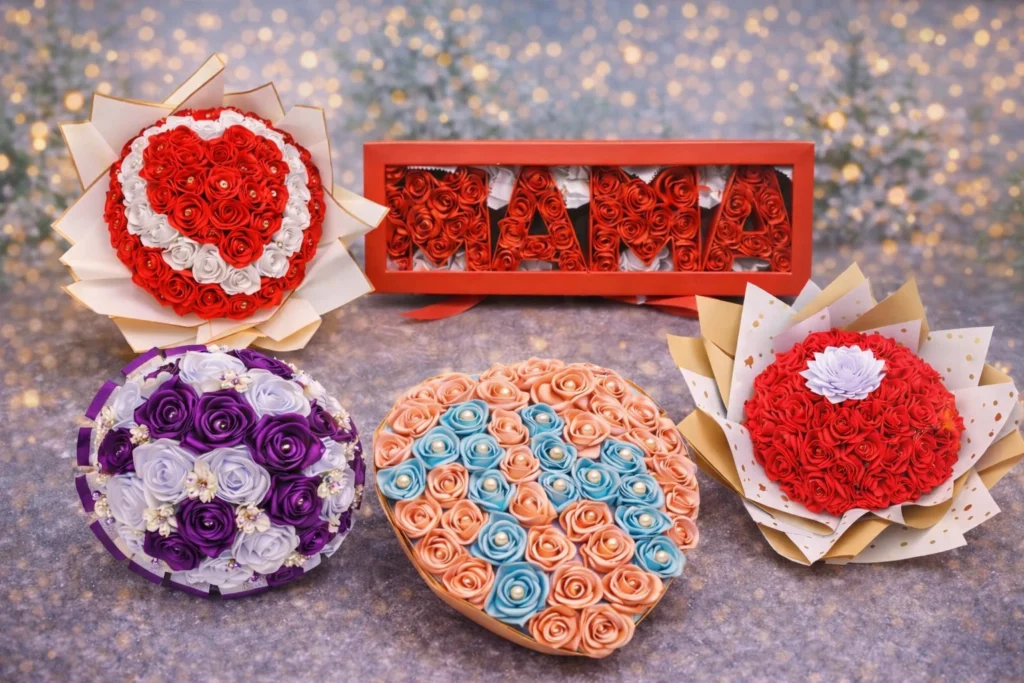 O cutie de trandafiri din satin specială pentru mame – cadoul perfect pentru momentele importante