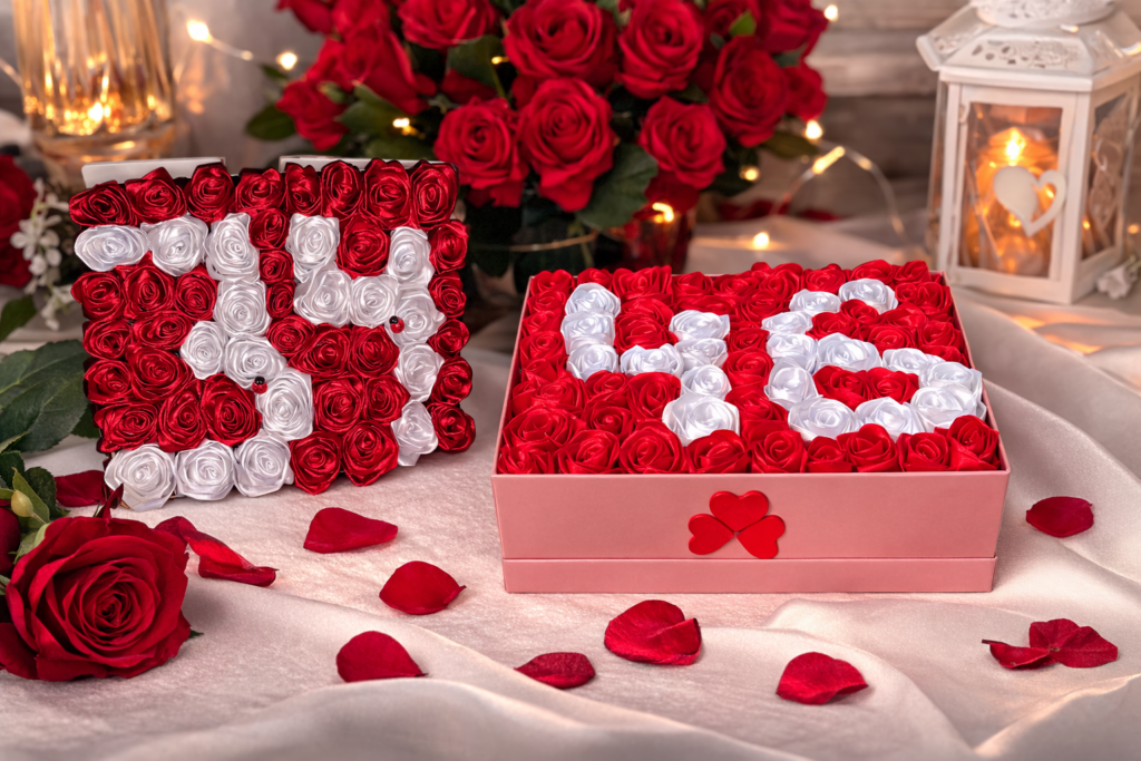 Cadoul perfect pentru aniversări: cutii cu trandafiri din satin personalizate